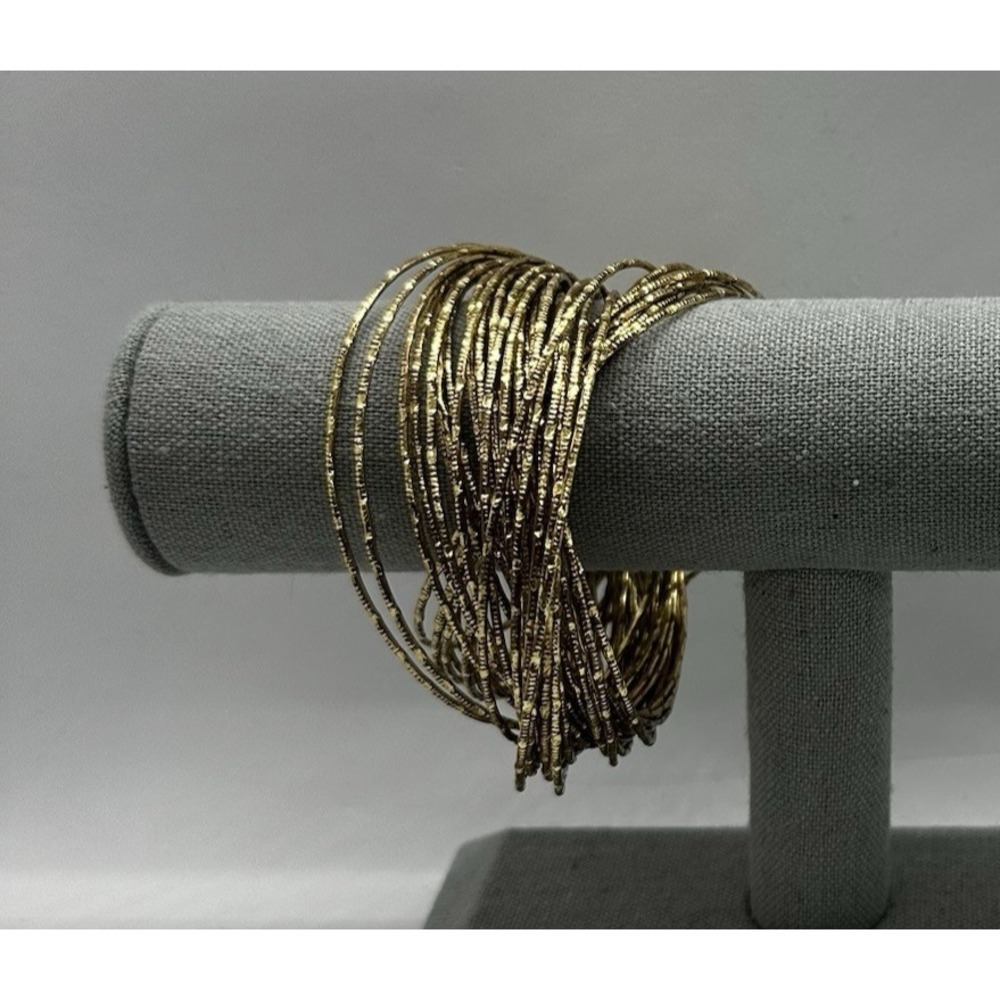 Gold Tone Intertwined Multi-Strand Wire Bangle Bracelet Stackable Fashion‎
